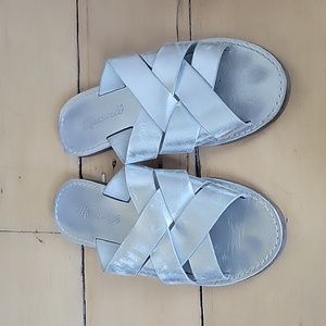 Madewell The Boardwalk Woven Slide Sandal in Metallic